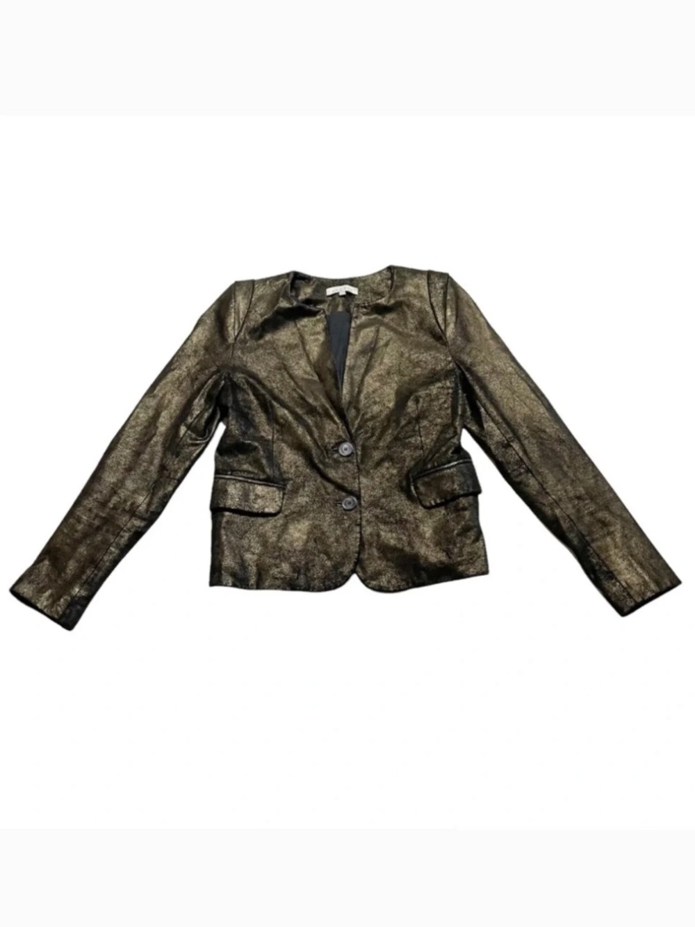 Sandro Gold Goat Leather Jacket, size 1 (small) - Picture 2 of 5